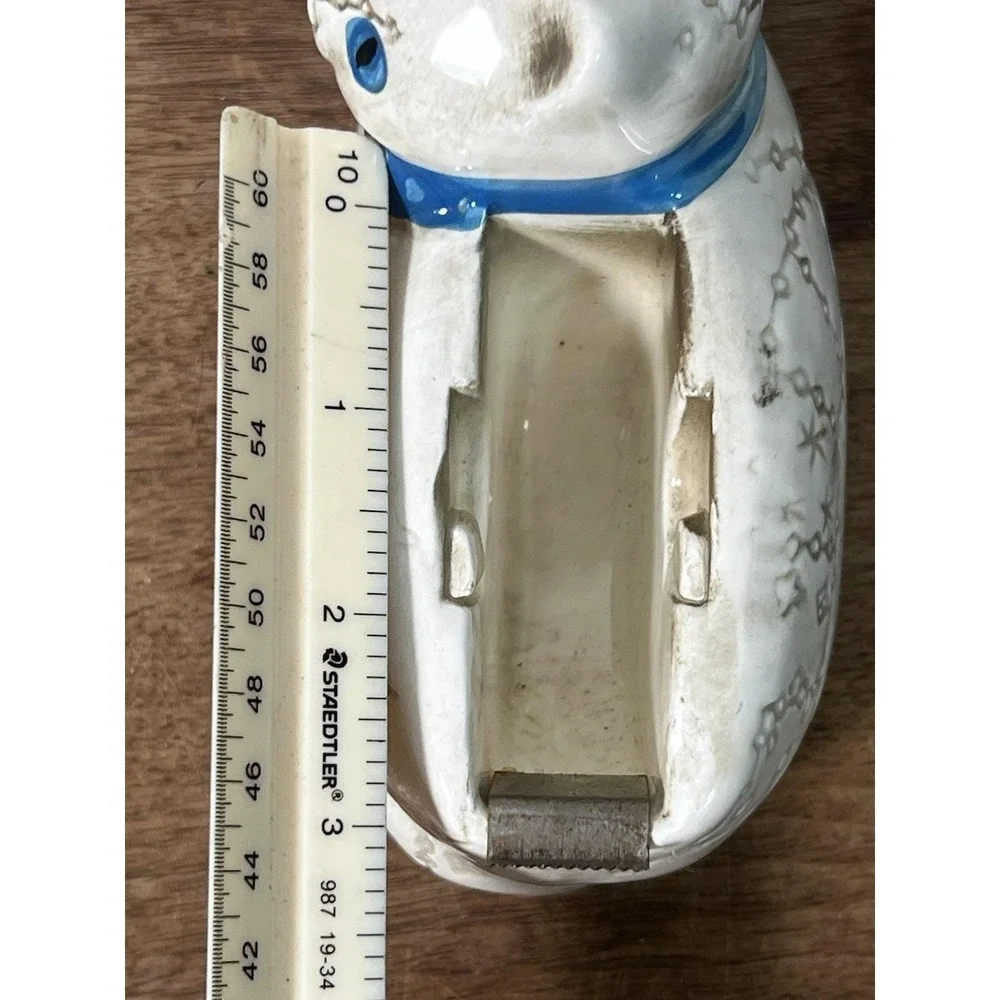 Vtg Ceramic Cat Tape Dispenser Hippy Celestial Ceramic Animal Wizard Stars Witch